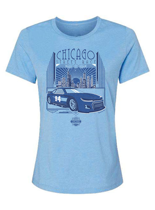 Ladies Chicago Street Race Art Deco T-Shirt - Front View