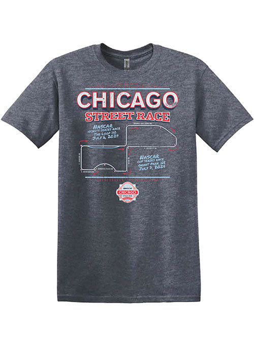 2024 Chicago Street Race Track Outline T-Shirt - Front View