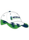 Michigan Winged Checker Hat in White and Green - Angled Right Side View