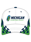 Michigan Winged Checker Hat in White and Green - Front View