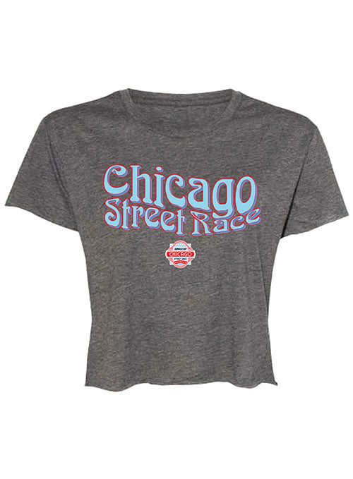 Chicago Street Race Charcoal Crop Top in Grey - Front View