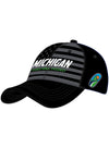 Michigan Tonal Americana Hat in Black - Angled Left Side View