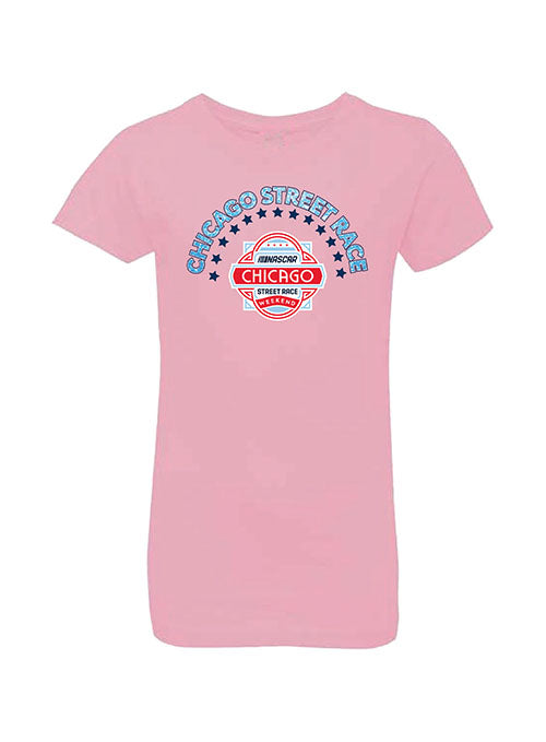 2023 Chicago Street Race Youth Girls Tee in Pint - Front View