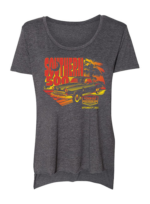 Ladies 2023 Cookout Southern 500 Event T-Shirt in Grey - Front View