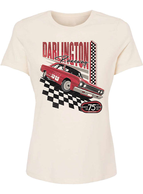 Ladies Darlington 75th Anniversary Car T-Shirt - Front View