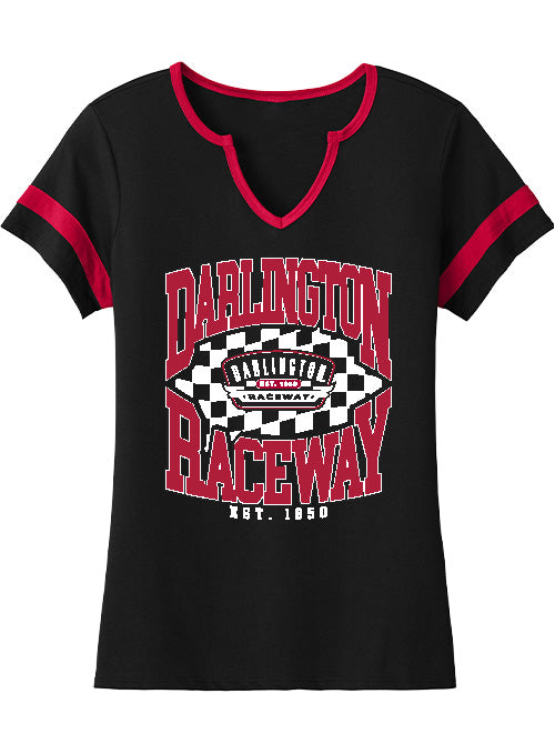 Ladies Darlington Collegiate Checkered T-Shirt - Front View