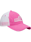 Ladies Daytona Distressed Mesh Hat in Pink - Angled Right Side View