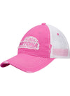 Ladies Daytona Distressed Mesh Hat in Pink - Angled Left Side View