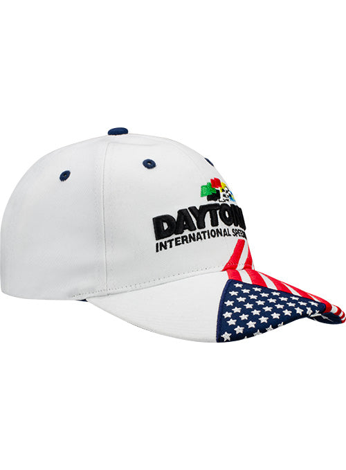 Daytona Americana Velcro Hat in White - Angled Right Side View