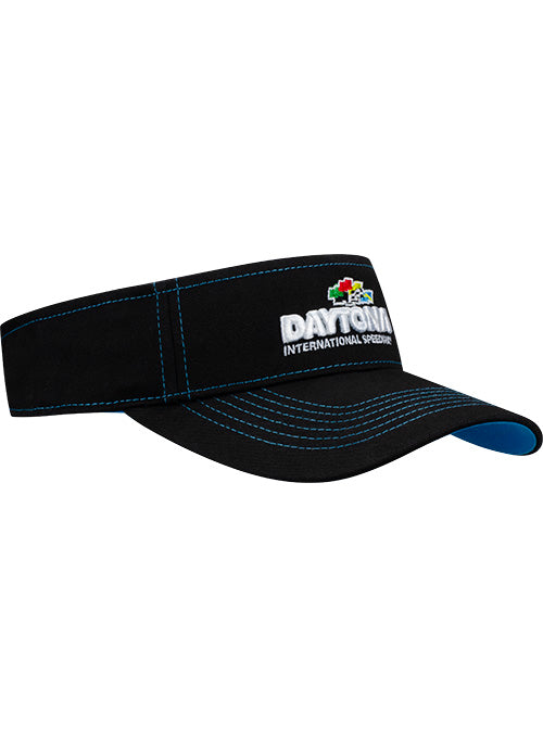 Daytona Visor Hat in Black and Blue - Angled Right Side View