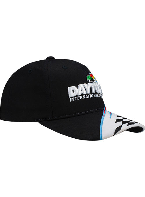 Youth Daytona Checkered Hat in Black, White and Red - Angled Right Side View