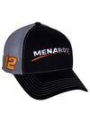 Ryan Blaney Menards Mesh Hat in Black and Grey - Angled Right Side View