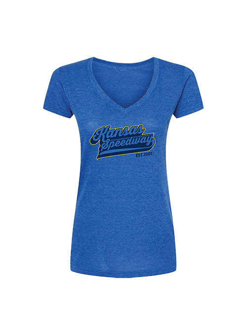 Ladies Kansas Speedway Tailsweep T-Shirt in Blue - Front View