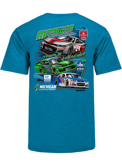 2024 Michigan Triple Header Weekend T-Shirt in Blue - Back View