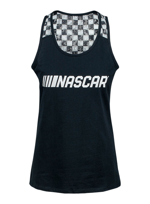 Ladies NASCAR Checkered Lace Tank Top - Front View