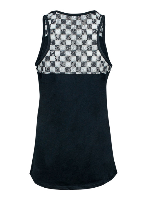 Ladies NASCAR Checkered Lace Tank Top - Back View