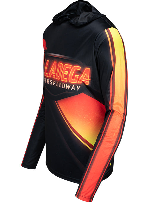 Talladega Long Sleeve Sublimated Hoodie - Angled Left Side View