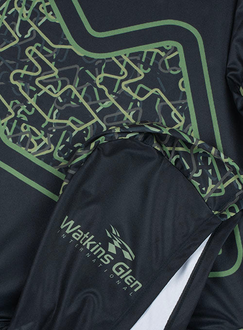 Watkins Glen International Long Sleeve Sublimated Hoodie - Zoomed in Logo View