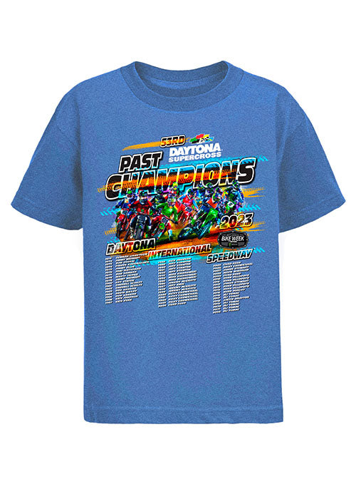 Youth 2023 Supercross Past Champs T-Shirt in Heather Royal - Front View