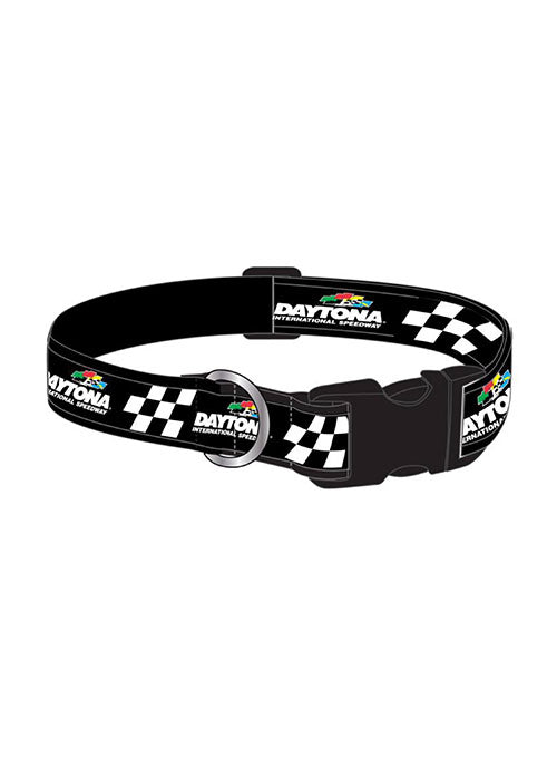 Daytona Checkered Pet Collar in Black and White - Side View